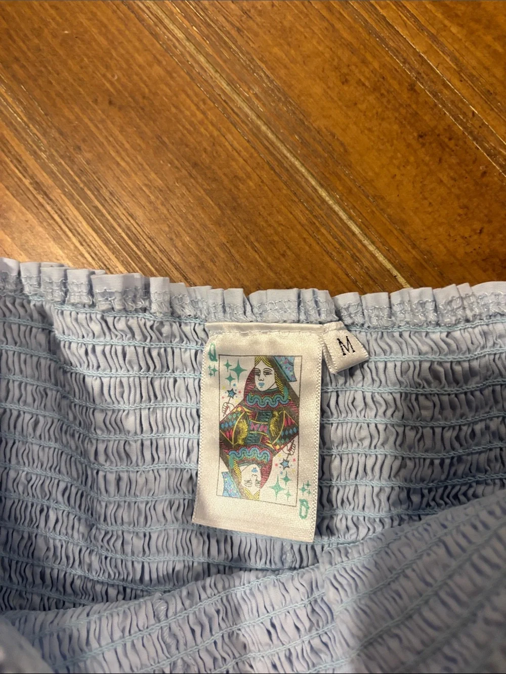 QUEEN OF SPARKLES Light Blue Smocked Waist Shorts - like new